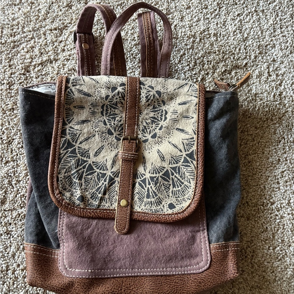 Myra Bag Black and Brown Mandala Backpack